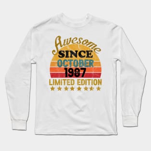 Awesome Since October 1987 34 Year Old 34th Birthday gift T-Shirt Long Sleeve T-Shirt